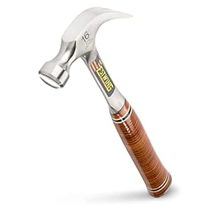ESTWING Hammer – 16 oz Curved Claw with Smooth Face & Genuine Leather Grip – E16C