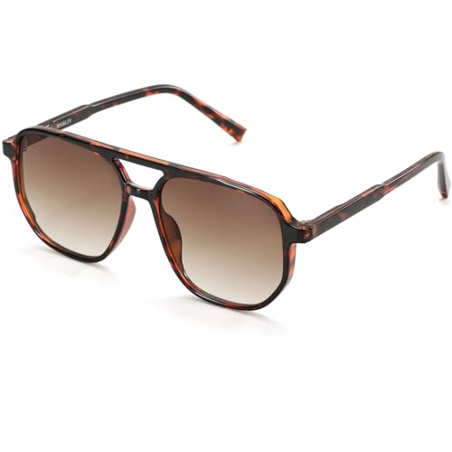 Retro Aviator Sunglasses for Women & Men Lightweight Square Shade UV400 Protection Unisex Sun Glasses Frame