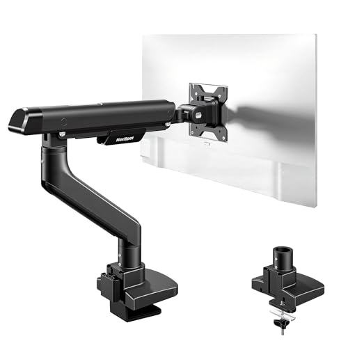 Image of FlexiSpot Single Monitor Arm, Premium Aluminum Monitor Desk Mount Fits Screen up to 39 Inches, Fully Adjustable Monitor Stand with C-Clamp & Grommet Base, Holds 6.61 to 26.46 lbs, Black