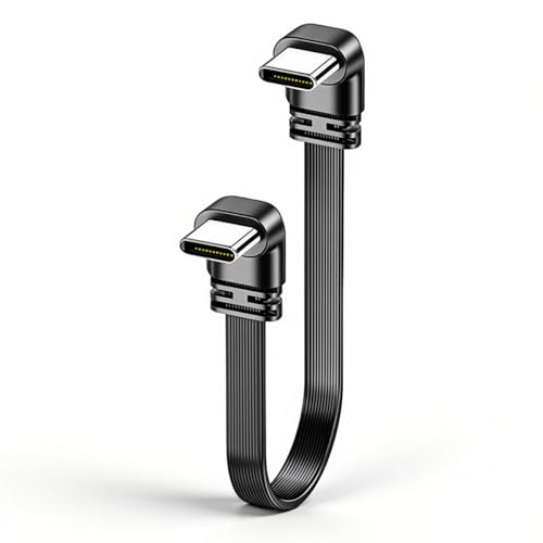 Image of Verilux Right-Angle C Type Charger Cable 10CM, PD 66W Type C Cable Fast Charging & 10Gbps Data Transfer, PVC Short USB C for iPhone 17 /16 /15, Galaxy S26 /S25 /S24, iPad, Laptop