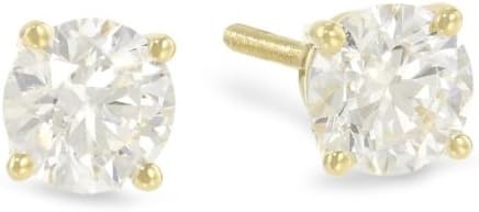 Houston Diamond District 1/4 Carat IGI Certified Solitaire Diamond Stud Earrings Round Cut 4 Prong Screw Back (H-I Color, 100% Eye Clean Clarity)