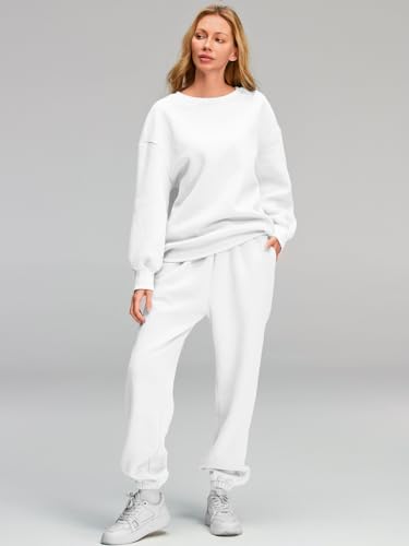 AUTOMET Womens 2 Piece Outfits Sweatsuit Oversized Sweatshirt Lounge Sets Baggy Sweatpants Fall Fashion with Pockets