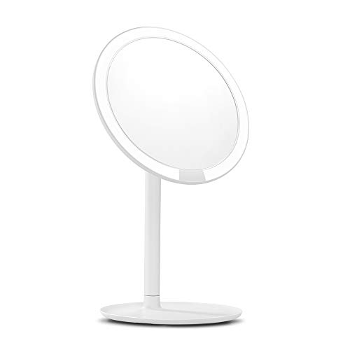 AMIRO LED Makeup Mirror with Lights, Cordless, Dimmable, 1X/5X Magnification, 6.5" Lighted Vanity Mirror