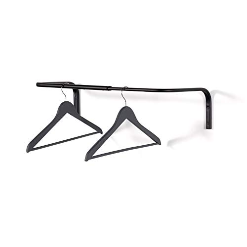 brightmaison Wall Mounted Adjustable Durable Steel Clothes Rack Drying and Hanging Closet Bar Rail Ball Organizer (Black)