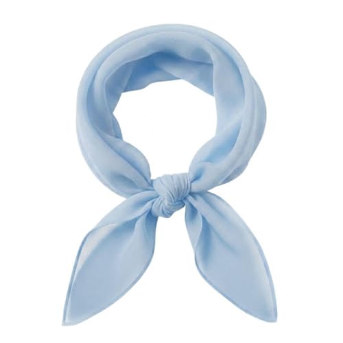 TigerTie Foulard en mousseline fine pour femme - Couleur unie - Dimensions : 58 x 58 cm, bleu clair, Taille Unique