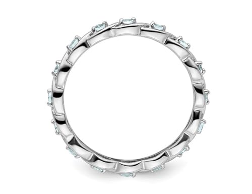 1/5 Carat (ctw) Light Aquamarine Eternity Band Ring in Sterling Silver3