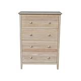 International Concepts Chest with 4 Drawers, Unfinished