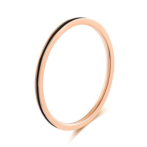 Women's Stainless Steel 1MM Thin Midi Stacking Ring Enamel Plain Rose Gold Wedding Band Size 3 to 10