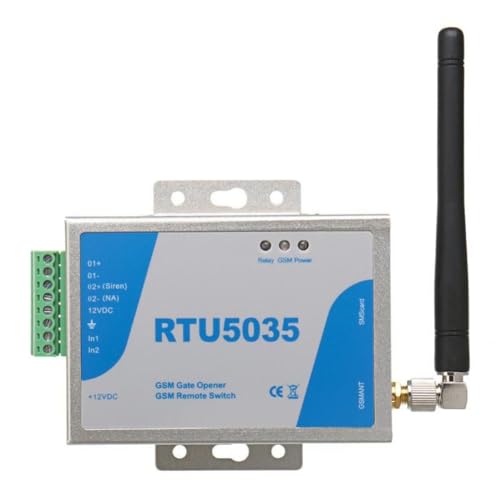 Gettimore RTU5035 Telecomando GSM Interruttore relè apriporta wireless con antenna, 12VDC 1A, rete 2G, SMS Smart Alert, autorizzazione utente 999, per porte di garage, persiane, elettrodomestici