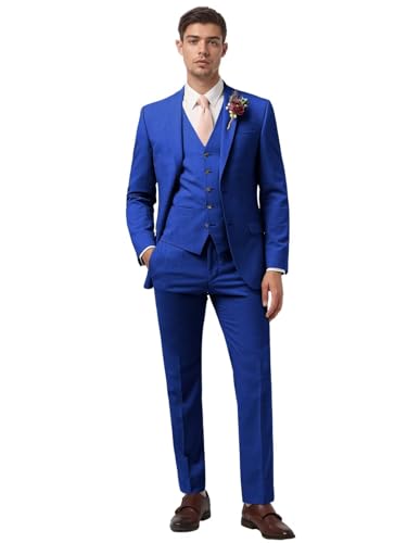 Men's 3 Pieces Suit Elegant Solid Six Button Slim Fit Double Breasted Party Blazer Vest Pants Set2