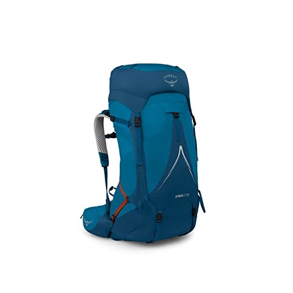 Osprey Atmos AG LT 50L Men's Backpacking Backpack, Night Shift/Scoria Blue, S/M
