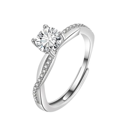 XENQITO 1 Pièces bague en argent pour femme - Réglable - Bague de fiançailles - Bague de fiançailles - Bague d'anniversaire pour femme - Cadeau de bijoux