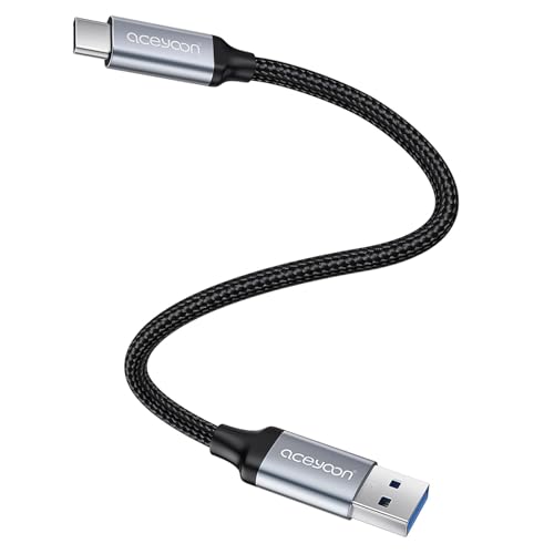 aceyoon USB C Kabel Kurz 20cm, 3A Schnellladekabel USB C Nylon Geflochtenes USB A auf Typ C Datenkabel f&uuml;r iPhone 16 15, f&uuml;r Galaxy S24+/S24/S23, f&uuml;r Google, f&uuml;r Huawei, f&uuml;r Xiaomi
