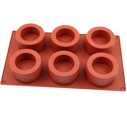 Image of UG LAND INDIA 6 Cavity Cylinder Jar Shape Silicone Candle Mould Mousse Cake Mold for Making Chocolate Muffin Ice Chocolate Pudding Cup Art Ice Shot Glass Candle, Resin Concrete, Cement PVC