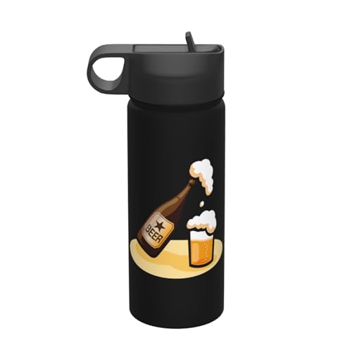 魔法瓶 コップに注ぐビール 水筒 530ml タンブラー ステンレスボトル コーヒーカップ ウォーターボトル ストロー付き 大容量 真空断熱 保温保冷 子供 通勤 通学 登山 旅行 スポーツ かわいい おしゃれ プレゼント