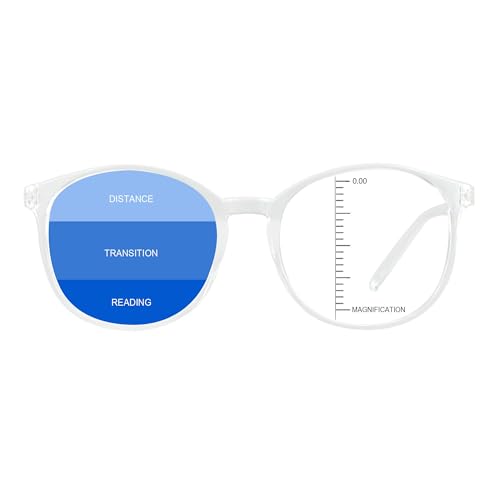 Image of Vintage Round Progressive Multifocal Presbyopic Glasses, Blue Light Blocking Glasses for Men Women Readers (Transparent,+0.00 /+2.25 Magnification)