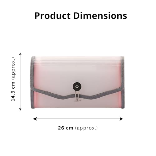 Image of Polen Expanding Cheque Book Holder Case, 13 Pocket Transparent Passbook Holder /Bill Folder /Passport /Memo Card /Cash Storage Pouch Organizer with Elastic Closure.(Grey)