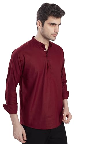 Image of DIVISIVE Men's Slim Fit Full Sleeves Cotton Short Kurta
