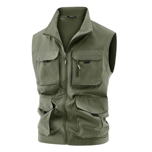 Ruziyoog Men's Utility Vest Multi Pocket Fishing Vest Outdoor Travel Safari Hunting Photography Work Sleeveless Jacket