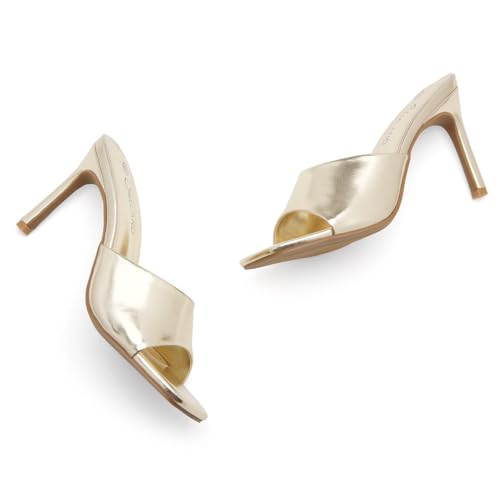 Image of Shoe Land Melrose Women's High Heels Stiletto Heeled Slides, Square Open Toe One Band Slip-On Heeled Mules - Dressy Clear Heeled Sandals for Prom Party Wedding and Vacation