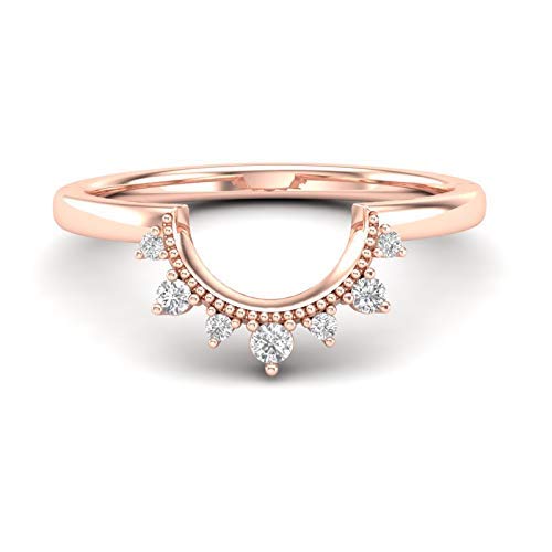 Rose Gold Diamond Wedding Band Curved Band 14K Vintage Crown Band Filigree Scroll Band Contour Band Milgrain Band Unique Band Stackable Band For Her Antique Wedding Band Art Deco Band Engagement Band