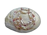 Fermoir en vermeil Collier perles de culture d\'eau douce forme allongée et pierre naturelle tourmaline, perles baroques blanches aux reflets rose