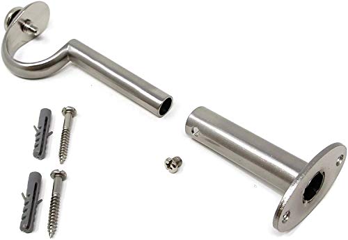 Urbanest Adjustable Solid Zinc Curtain Rod Bracket Wall Holder, Fits 1-inch Diameter Rod, Brushed/Stainless Steel