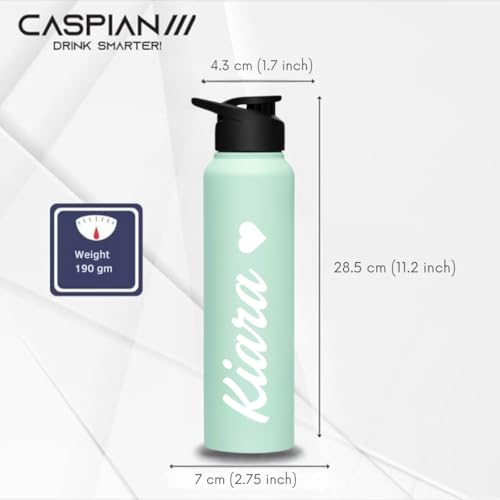 Image of CASPIAN / / / Hike Stainless Steel Customize Sipper Water Bottle (CUS-Light Green 1 Litre, Set of 1)| Leak Proof Thunder for Fridge Home Office Travel School Kids Boys Girls Adults Sports Gym Yoga