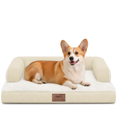 MEKIY Orthopedic Waterproof Dog Bed Pet Couch with Bolster for Medium Dogs