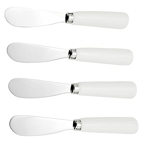 Thickened Fine 18-10 Stainless Steel Blade Butter knife 4PCS Porcelain Handle,6.3Inch, White Multipurpose Cheese Spreader Kitchen Knives?Fast shipping high-grade
