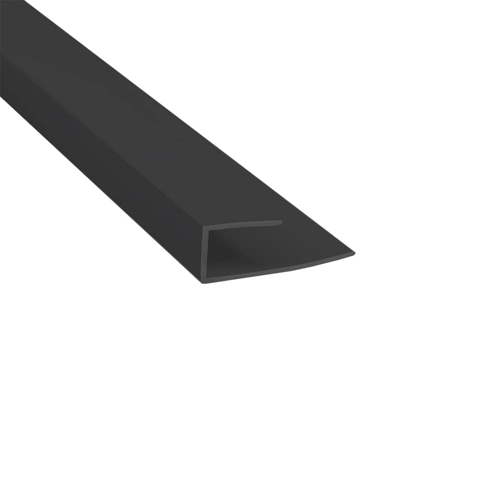 NRG 2.7m Long 8mm Thick End Cap Trim Silver for Bathroom Shower Wall Panels Cladding 'U' Profile-Black