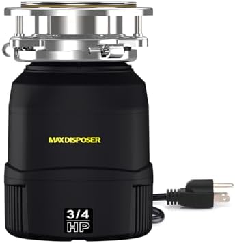 Small Garbage Disposal 3/4 HP for Kitchen sink Quiet with Power Cord, Continuous Feed Food Waste Disposer Stainless Steel Grind 0.75 Horsepower, Easy to install