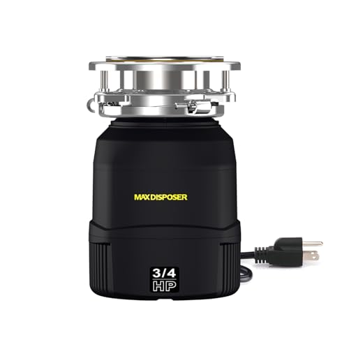Small Garbage Disposal 3/4 HP for Kitchen sink Quiet with Power Cord, Continuous Feed Food Waste Disposer Stainless Steel Grind 0.75 Horsepower, Easy to install