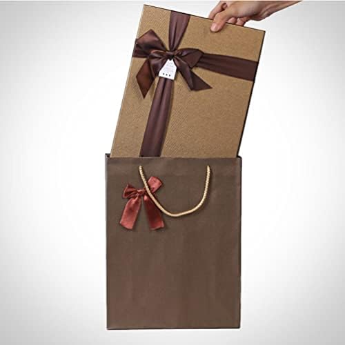 NUOBESTY Rectangular Rigid Gift Box with Ribbon Square Clothing Gift Boxes with Lid Nested Gift Boxes for Wedding Anniversary Birthday Mothers Day Holiday Celebration ( Brown Medium 31.5x23x7cm )
