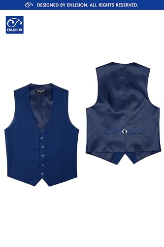 Image of Enlision Men's Suit Vest Business Formal Dress Waistcoat Solid Color Vest for Suit or Tuxedo