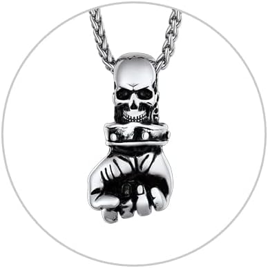 Richsteel Skeleton Skull/Devil/Hannya Pendant Necklace for Men Women, 316L Stainless Steel, Halloween Cool Necklace, Resizable Chain