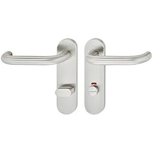 Design Drückergarnitur Edelstahl Türbeschlag Türgriff Kurzschild für Zimmertüren – LDH 2170 | WC – BAD | Türklinke Edelstahl matt gebürstet | 1 Set – Türdrücker-Garnitur 72 mm mit Befestigungsmaterial