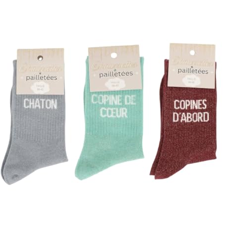 Calcetines con lentejuelas negros con mensaje pack FELIZZ TU 36/42