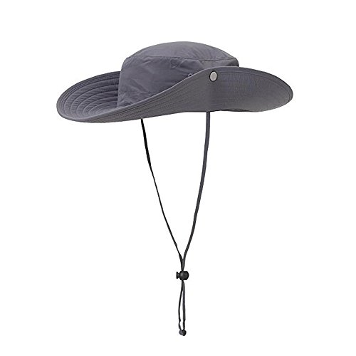 ISEYMI Sun Hat Multifunctional Outdoor Safari Hat Wide Brim Caps Sunblock Fishing Hat Bucket Mesh Boonie Hat UPF50+ Deep Gray