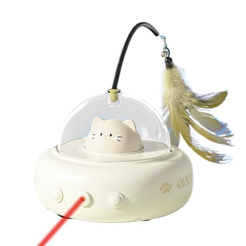 Interactive Cat Feather Toy, Rechargeable and Rotating Pet Enrichment Device, 4.33x4.53in Perfect on Kittens, Boredom Exerciser,