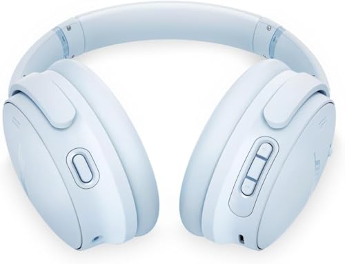 Image of Bose QuietComfort Headphones - Wireless Bluetooth Headphones, Active Over Ear Noise Cancelling and Mic, Deep Bass Bundle + Desktop Headphone Stand + Green Extreme Dual Wall Charger (Ice Blue)