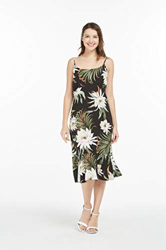 Image of Family Matching Hawaiian Clothes, Wispy Cereus Black | Lightweight 100% rayon • Family matching outfits • Tropical floral print • Beach vacations • Luaus • Cruises • Family photos