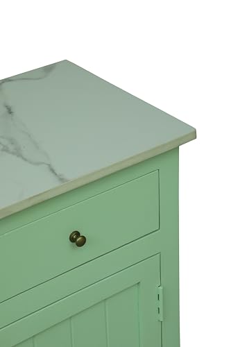 Image of Solid Wood Madrid Sideboard Cabinet (S) | Sideboard with Sintered Stone Top | Finish- Acrylic Sage Green