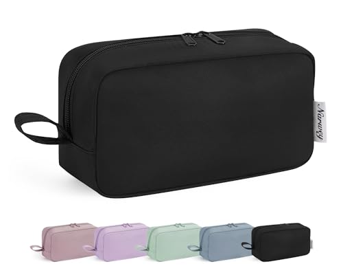 Image of Narwey Cute Makeup Bag Small Toiletry Bag Travel Cosmetic Bag Organizer Make Up Bags with Organized Pockets for Women (Black, Large)