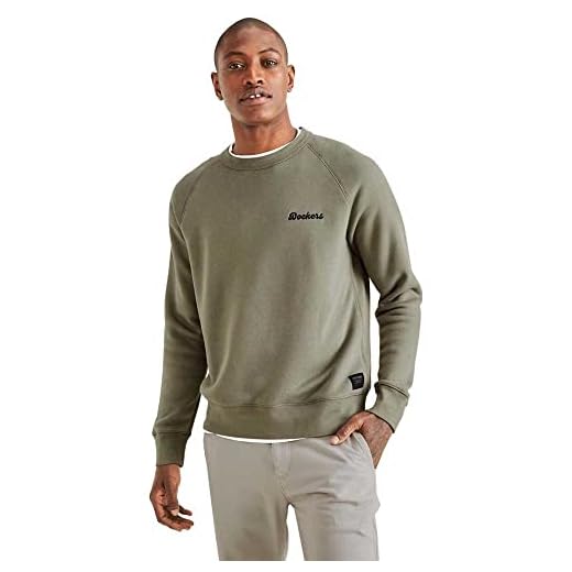 Dockers ICON CREWNECK SWEATSHIRT, Sudadera para Hombre, Verde (Agave Green + Graphic), 30