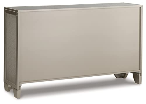 Signature Design By Ashley Chaseton Contemporary Mirrored Top Accent Cabinet With 3 Adjustable Shelves, Metallic #TOP5