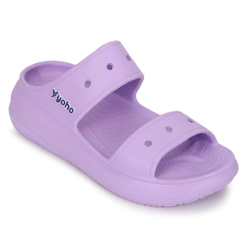 Image of YOHO Double Strap Clog Sandals for Women | Waterproof Monsoon Footwear & Rainy Shoes | Cushioned Lightweight Chappal