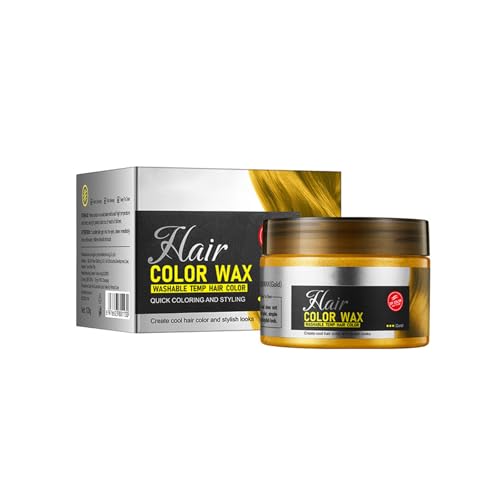Mikabila 05 Cera de Color Para el Cabello,Cera pelo Natural Temporal,Cera Pelo DIY,Fórmula Planta Lavable Cera de Peinado Natural Mate,Cera Pelo Natural Aplicar Para Cosplay Party Halloween(Dorado)
