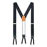 Trafalgar Men's Sutton Formal Solid Color Silk Braces (Suspenders), Black