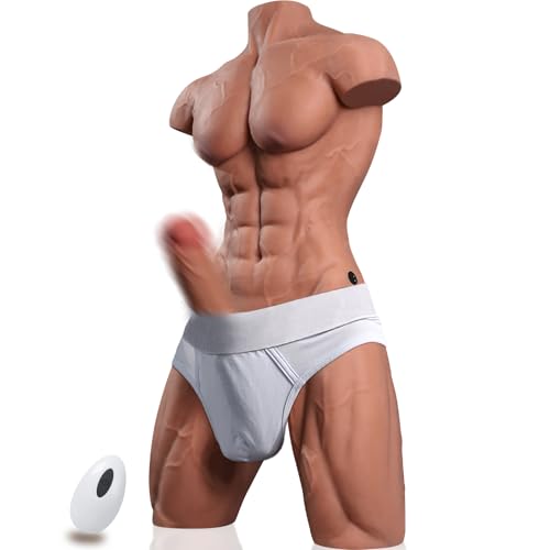 36LB Male Torso Sex Doll with Realistic Vibrating Dildo, Gay Sex Dolls 8in Realistic Dildos Vibrator with 10 Mode, Torso Dildo with Anus Muscle Remote Control Male Sex Dolls for Women Gay Couple